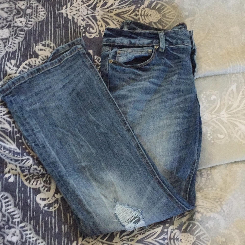 Faded blue jeans
